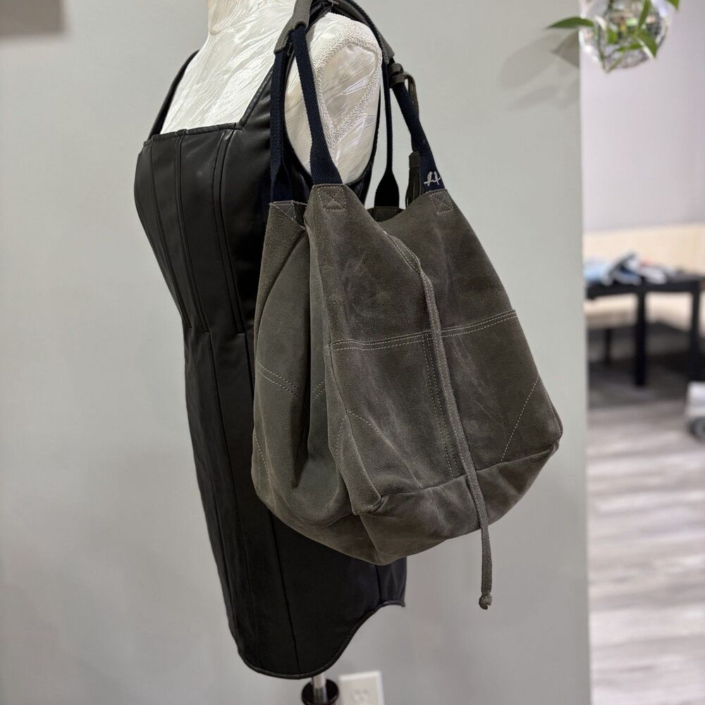Hobo Bag Large Leather CHLOE + ISABEL Grey & Navy Blue W/ Fringe Tassel & Wallet